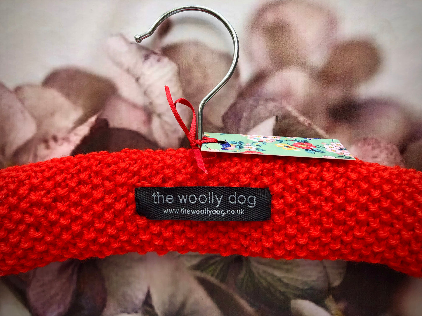 Children's Padded Hand Knitted Wool Hanger In Red