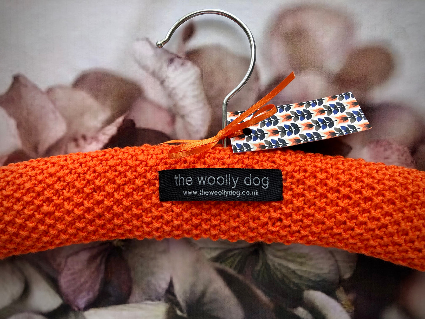 Children's Padded Hand Knitted Wool Hanger In Orange