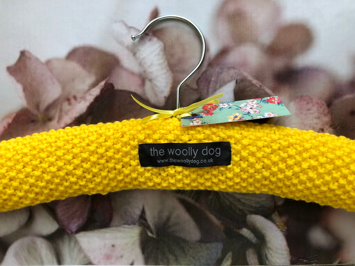 Children's Padded Hand Knitted Wool Hanger In Yellow