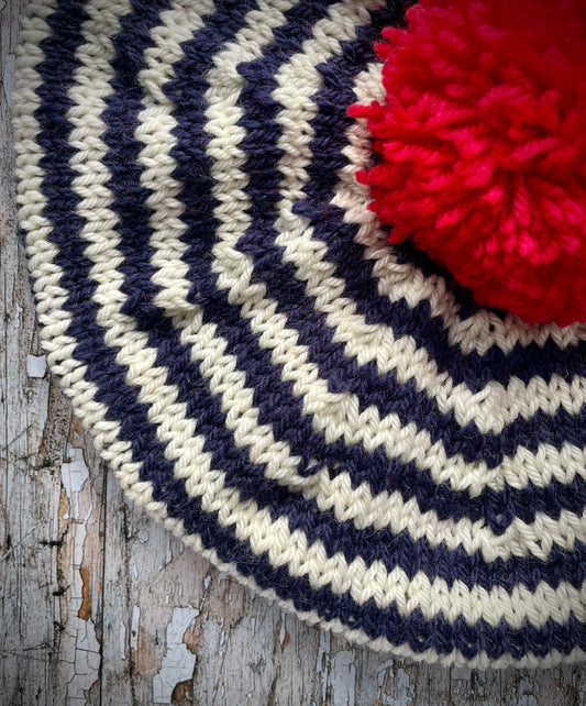 Children's Hand Knit Breton Stripe Wool Beret, Navy, Cream And Red 2 - 3 yrs